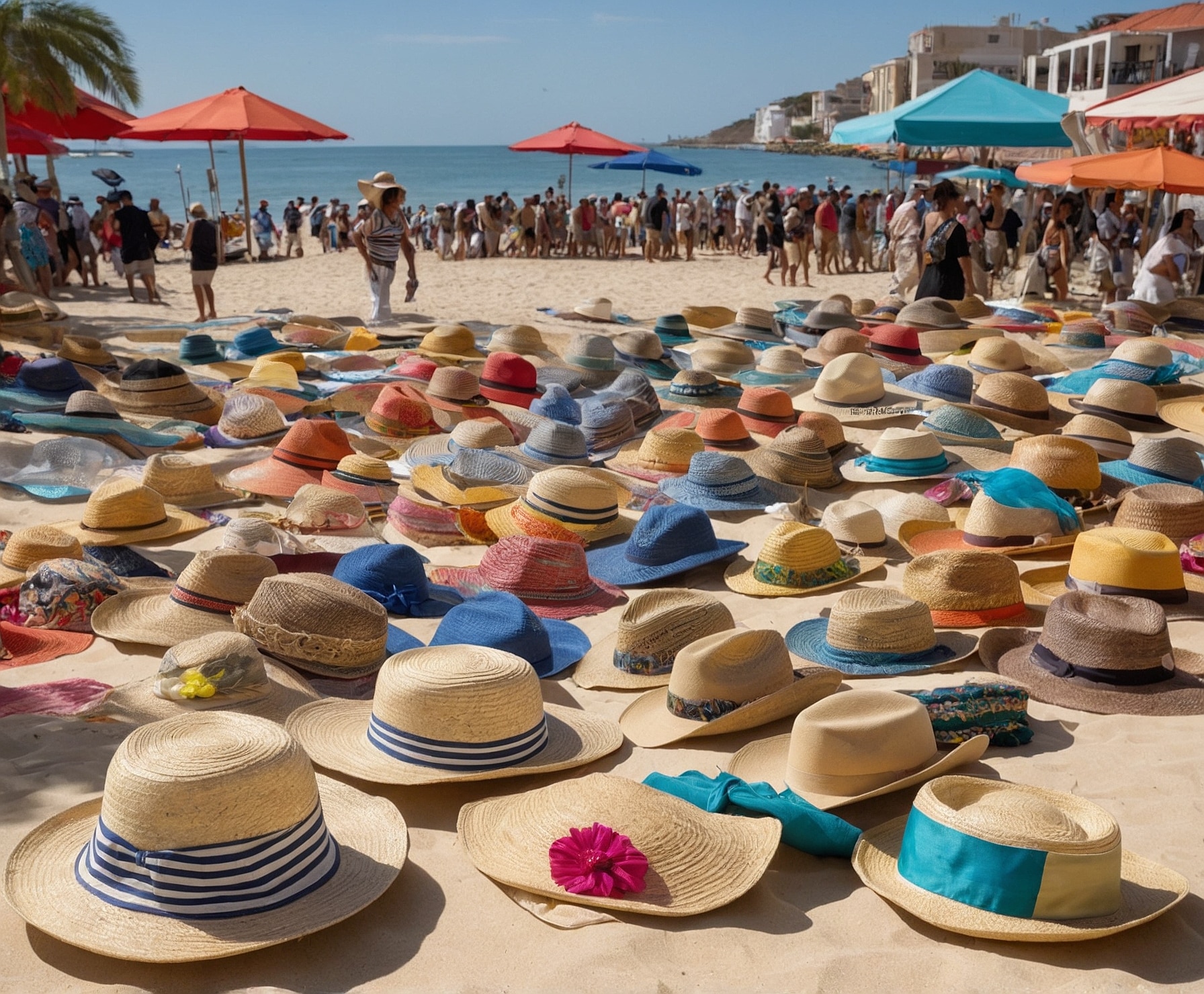 Souvenirs y artículos de playa en bazar costero